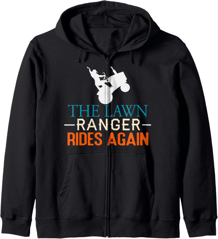 The Lawn Ranger Rides Again Funny Lawn Mowing Tractor Retro Kapuzenjacke