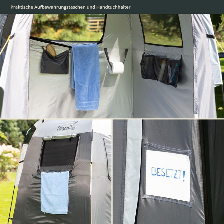 Skandika Camping Duschzelt | grosses Umkleidezelt mit 230 cm Stehhöhe, silberbeschichtet, Blickdicht