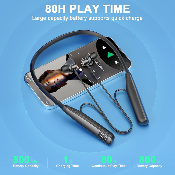 SOPPY Nackenbügel Kopfhörer Bluetooth 5.4 Kabellose In-Ear-Kopfhörer Ohrhörer mit LED Anzeige, Bluet