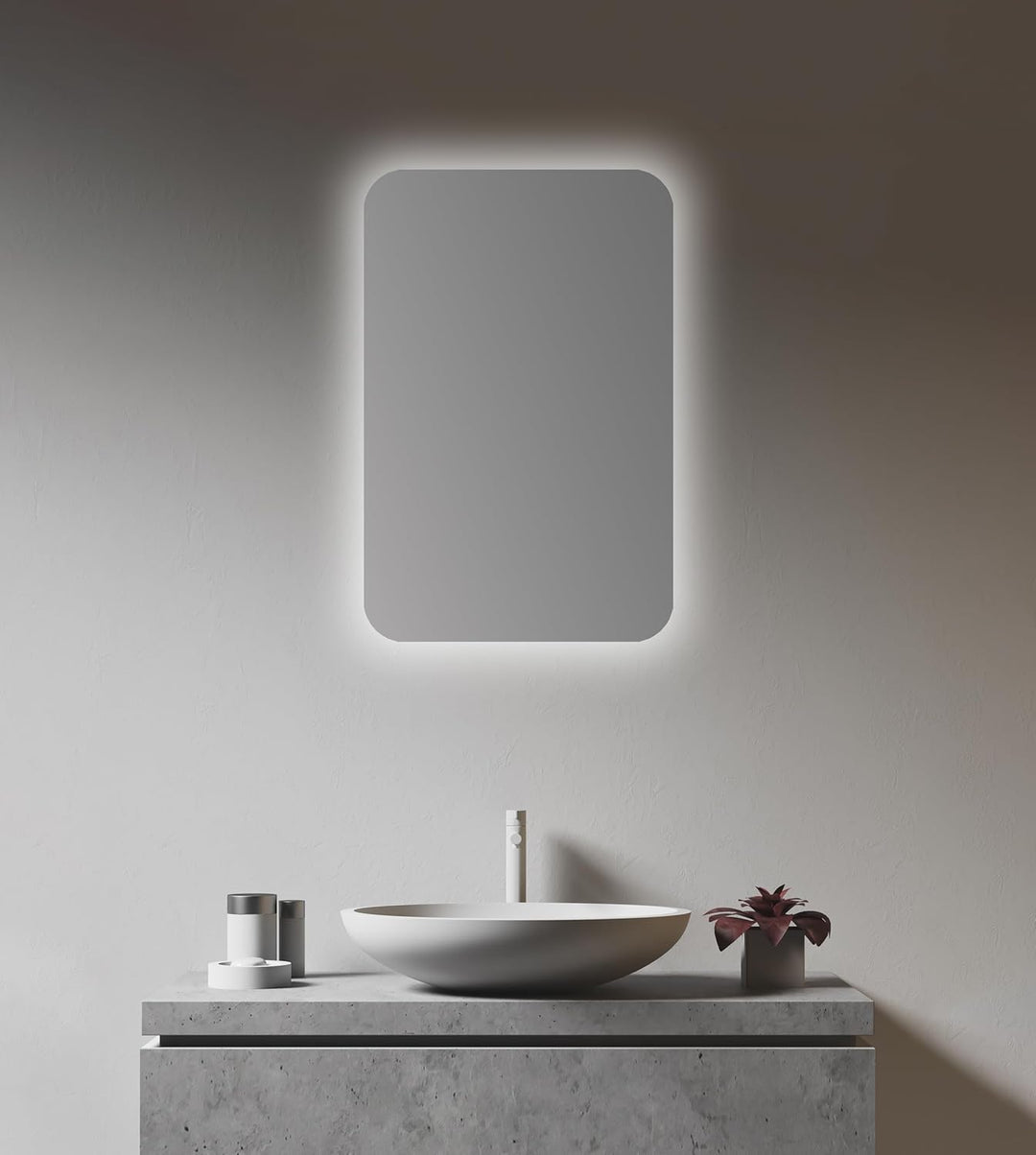 Talos Spiegelschrank Bad mit Beleuchtung oval 40 x 60 cm - Badezimmer Spiegelschrank mit hochwertige