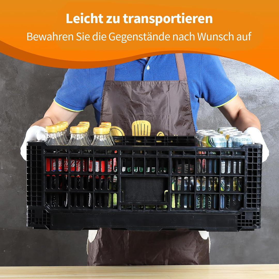 Faltbare Aufbewahrungsbox 52L – Robuste Kunststoffkiste stapelbar – Milchkästen Kunststoff – Lagerki