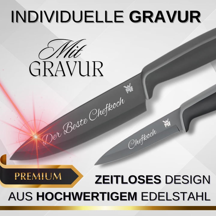 Premium WMF Touch Messerset 2-teilig, Küchenmesser mit Schutzhülle, Personalisierte Geschenke, Kochm