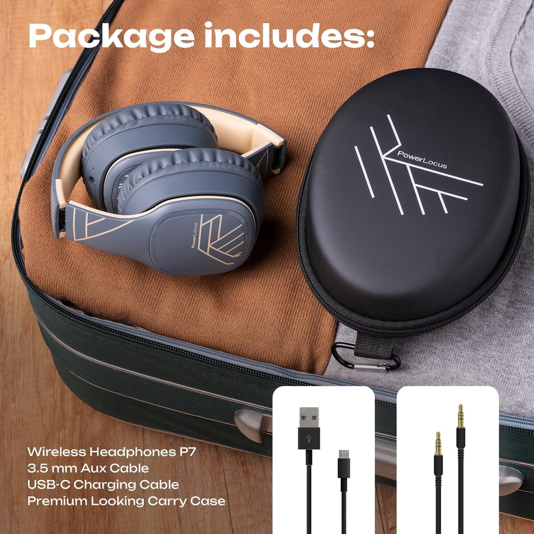 PowerLocus P7 Bluetooth Kopfhörer Over Ear, Faltbare Headphones, Kabellose Kopfhörer mit Bass-Modi,