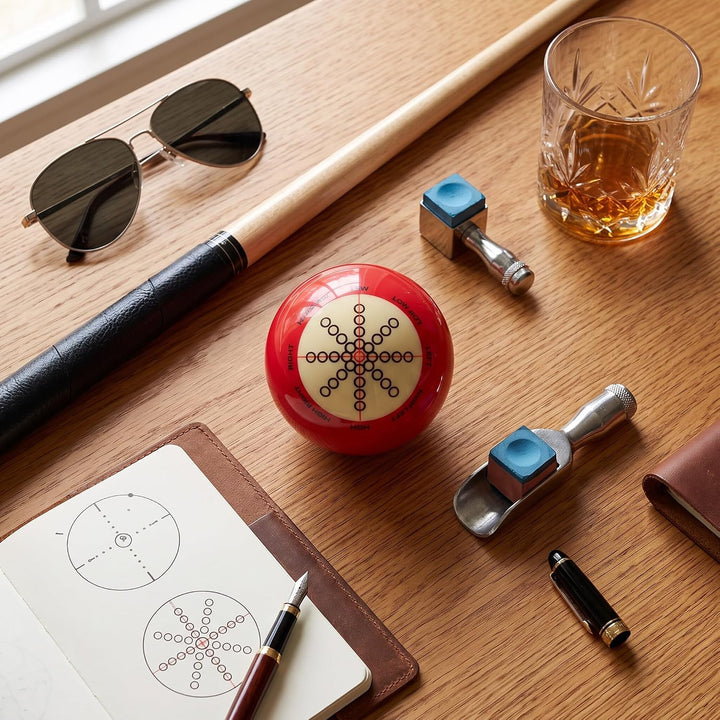 Ejoyous Cue Bälle Billard, Tragbarer Billardkugel mit Standardlinien und Punkten Training Assistent
