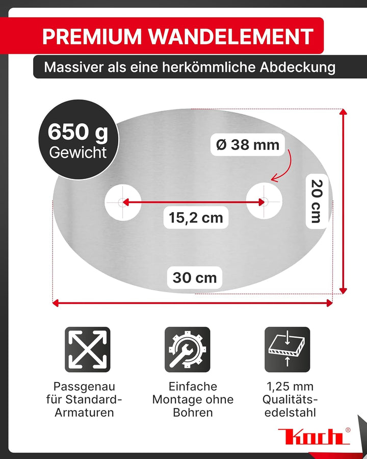 Koch #80 Hygienische Wandabdeckung Platte 30 x 20 cm für Armatur Dusche + Bad - antibakteriell, säur