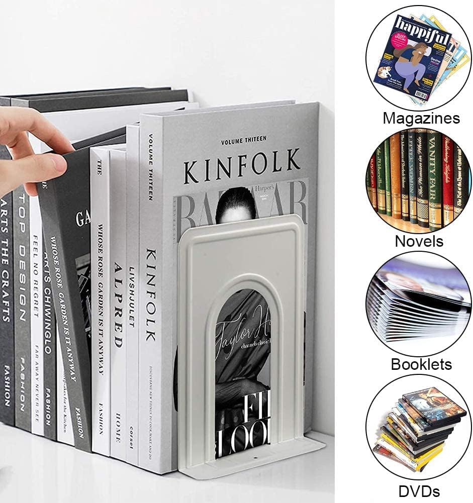 DIFIT Buchstützen, 8 Paare Buchstützen Buchhalter, Buchstützen Metall Buchstützen für Magazin/Bücher