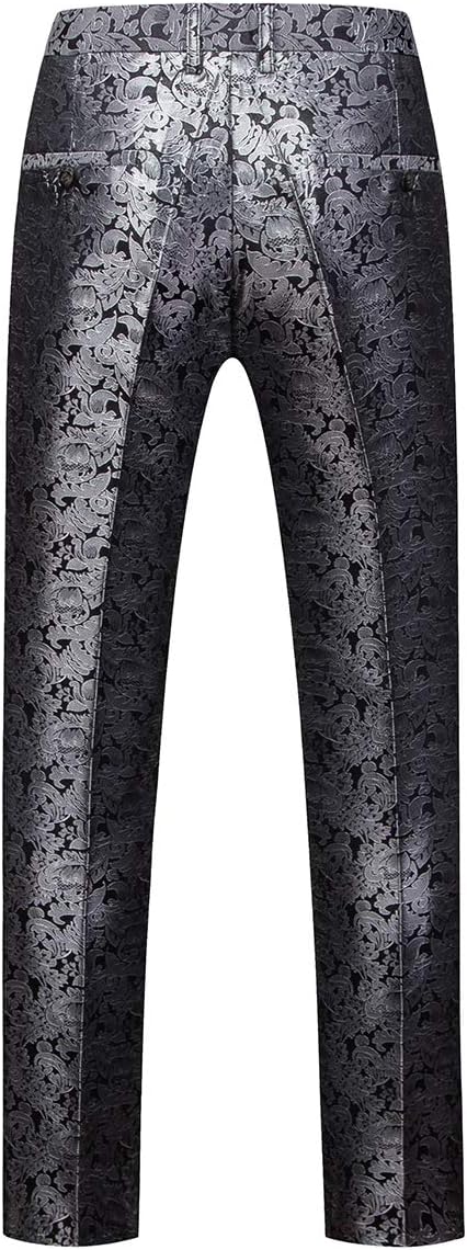 Sliktaa Anzug Herren 3-Teillig mit Schalkragen Muster Hochzeit Formell Business Smoking Jacke Weste