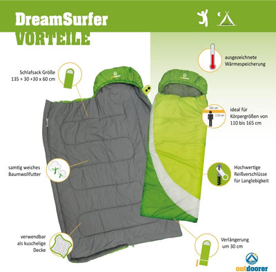 outdoorer mitwachsender Kinderschlafsack DreamSurfer - der Schlafsack für Kinder und Jugendliche in