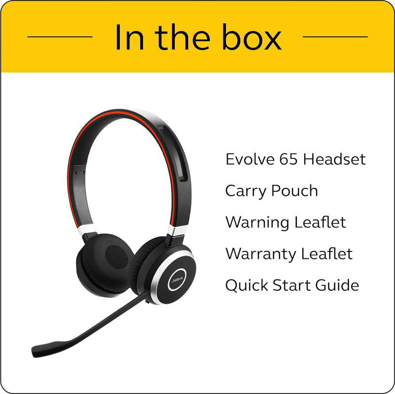 Jabra Evolve 65 Wireless Stereo On-Ear Headset – Unified Communications Optimised Headphones With Lo