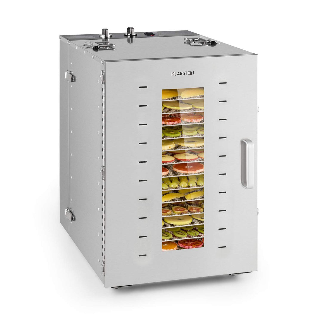 Klarstein Master Jerky - Dörrautomat, Dehydrator stufenlos regelbare Temperatur von 40-90 °C, 15h-Ti