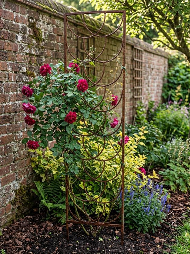 Kapaga - Rankgitter Rost 200 cm - Rankhilfe Garten - Staudenhalter - Blumenhalter - Rankengewächs Pf