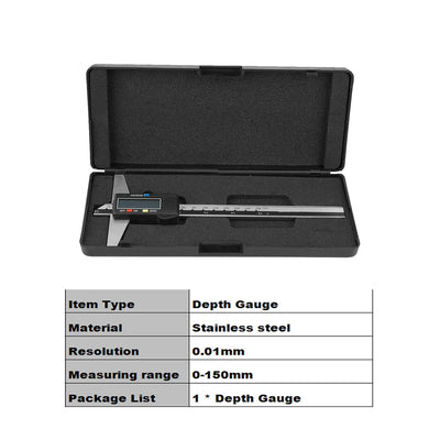 0-150mm Digitaler Tiefenmesser，0,01 mm hochgenauer Edelstahl digitaler Tiefenmessschieber mit mm/Zol