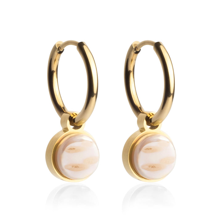 Gold Ohrringe Creolen mit Anhänger zum Wechseln • Edelstahl Ohrhänger mit Charm in apricot • nickelf
