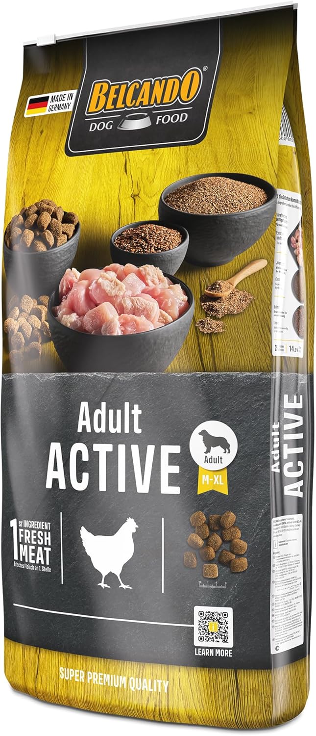 Belcando Adult Active [12,5 kg] Hundefutter | Trockenfutter für aktive Hunde &amp; Sporthunde | Alleinfu