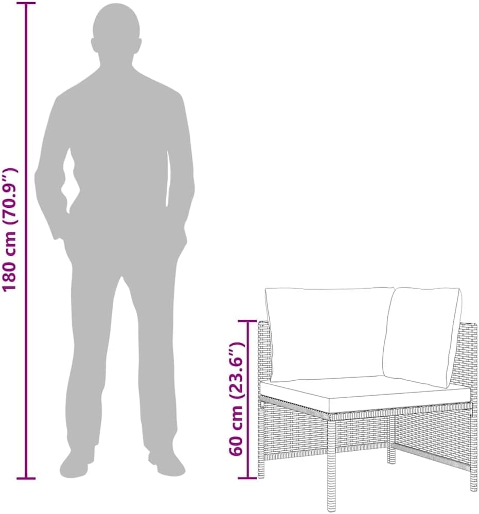 vidaXL Modular Ecksofa mit Kissen Gartensofa Sofa Lounge Gartenmöbel Einzelsofa Sessel Rattansofa Ou