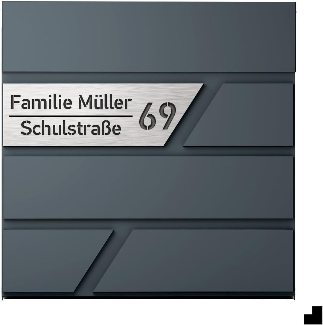 Julia Personalisierter Briefkasten Anthrazit (RAL7016) mit Zeitungsfach: Wetterbeständigkeit, Funkti