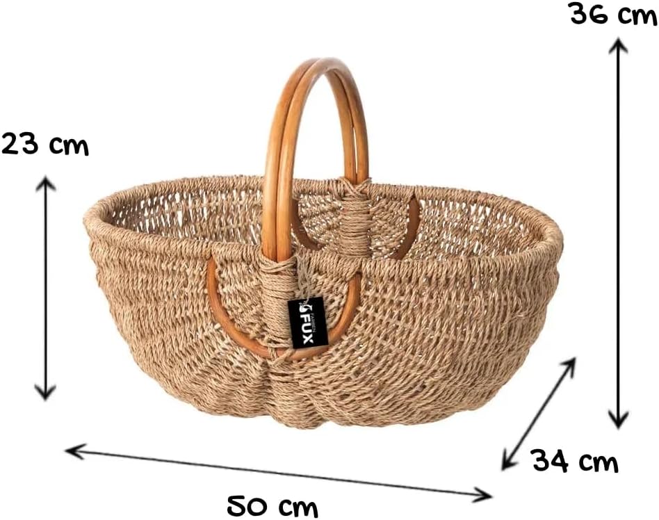 Henkelkorb gross oval Seegras natur geflochten Rattan Griff 50x34cm