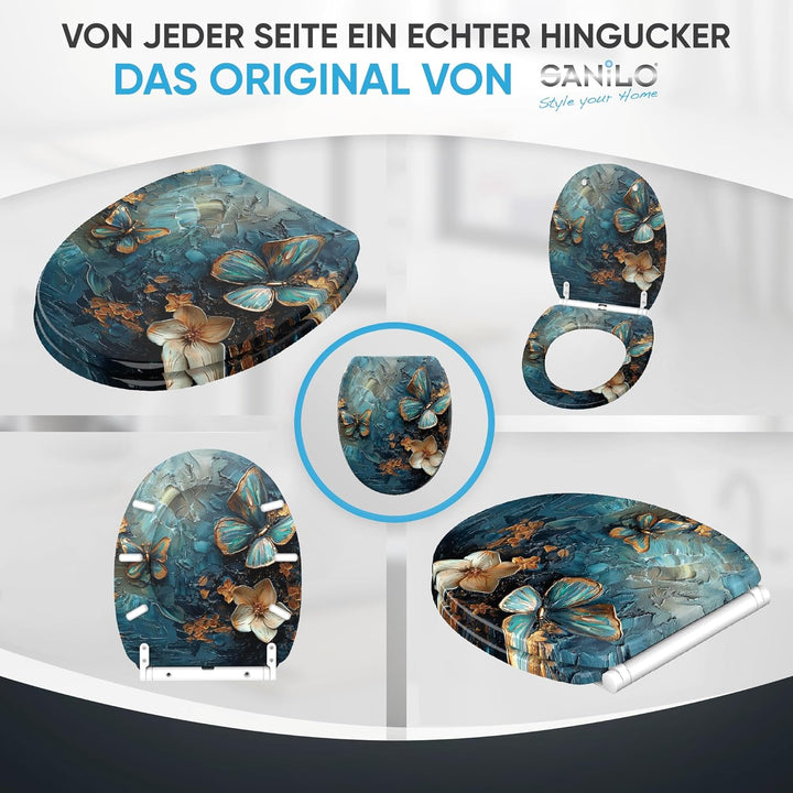 Sanilo WC Sitz mit Absenkautomatik & Schnellverschluss, Toilettendeckel per Knopfdruck abnehmbar, ei