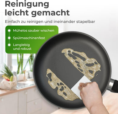 KLAMER Bratpfanne 28cm, antihaftbeschichtete Induktions-Pfanne, mit hohem Rand, Premium Beschichtung