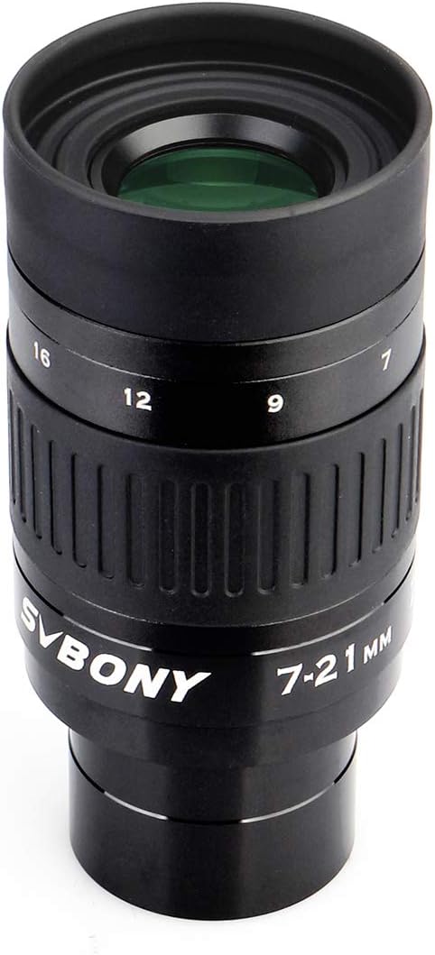 Svbony SV135 Teleskop Okulare Zoom, 1.25 Zoll 7-21mm Zoomokular mit FMC Green Film, Teleskopzubehör
