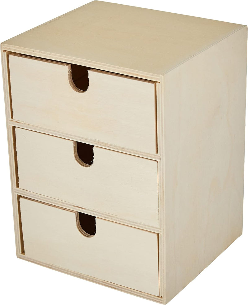 Rayher 62382000 Holz Kommödchen/Schubladenbox, 3 Schubladen, 21.5 x 14.5 x 16 cm, FSC Mix Credit