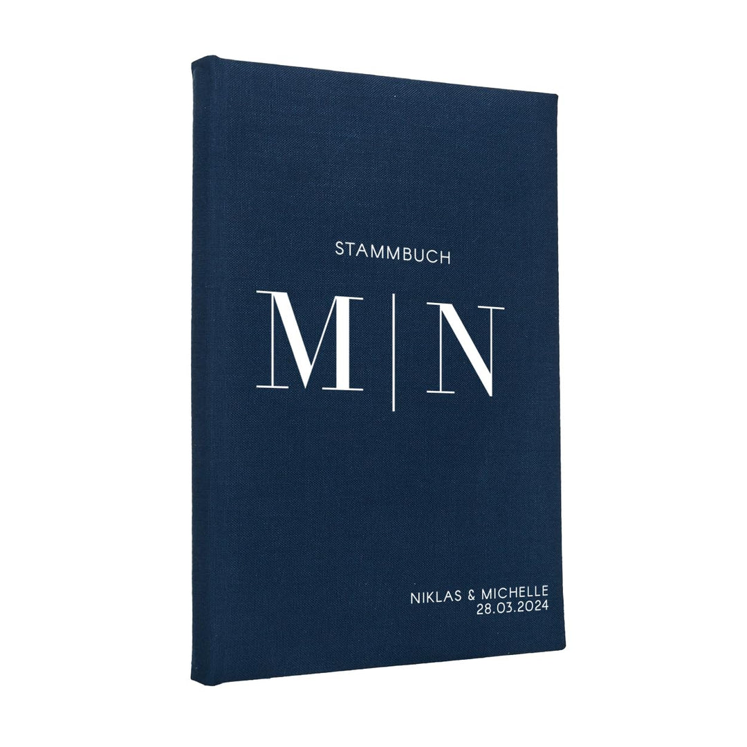 Hochzeitideal Stammbuch der Familie 'Luna' Nr. 310 inkl. Personalisierung (Dunkelblau, A4 mit 4-Fach