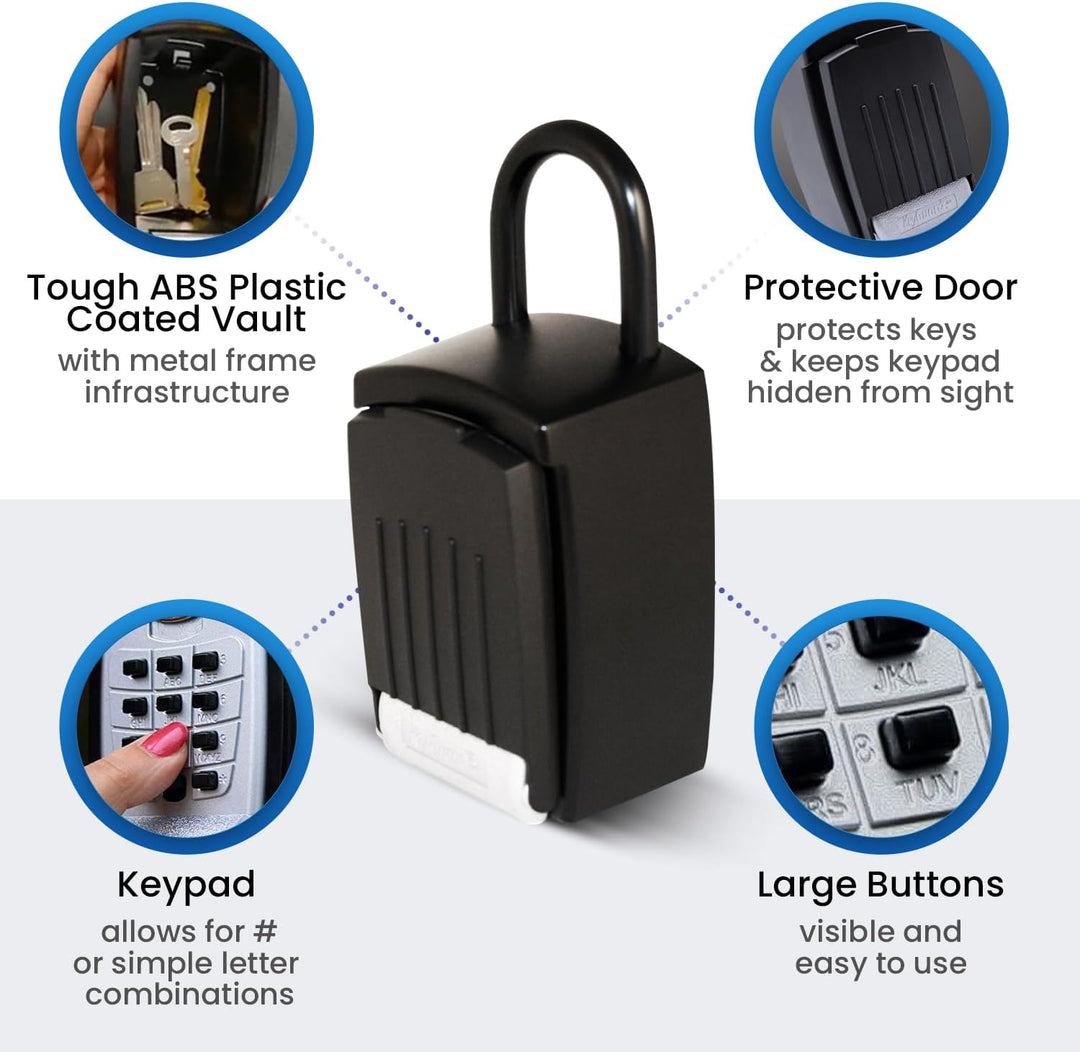 KeyGuard SL-501 Stanzknopf-Box, grosse Kapazität, für Schlüssel, Bügelschloss, Schwarz Grosse Kapazi