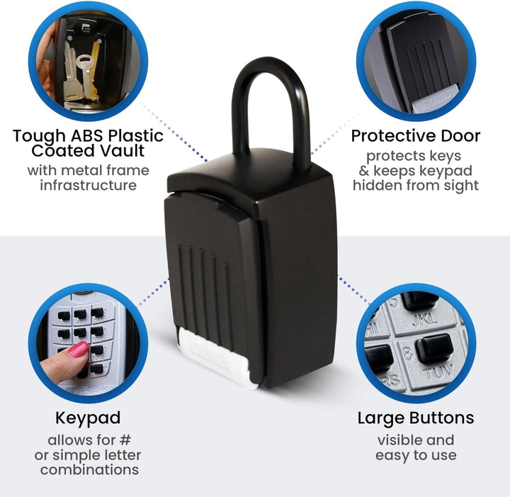 KeyGuard SL-501 Stanzknopf-Box, grosse Kapazität, für Schlüssel, Bügelschloss, Schwarz Grosse Kapazi