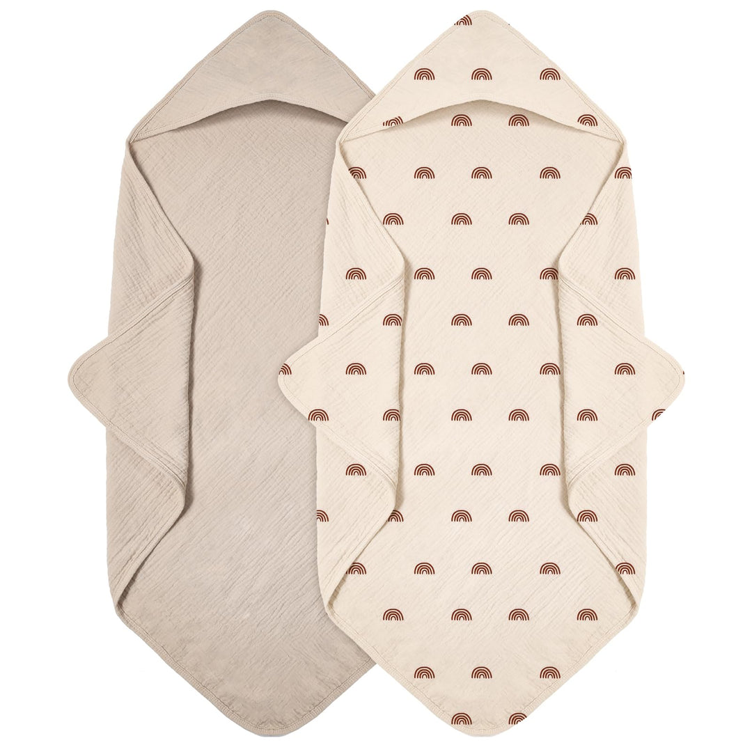 Kapuzenhandtuch Baby 2er-Pack, Musselin Baumwolle Baby Handtuch Kapuze, Weiche und Saugfähige Babyha