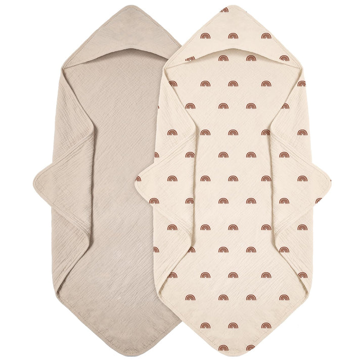 Kapuzenhandtuch Baby 2er-Pack, Musselin Baumwolle Baby Handtuch Kapuze, Weiche und Saugfähige Babyha