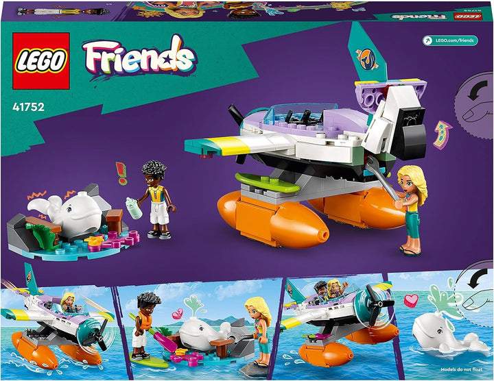 LEGO 41752 Friends Seerettungsflugzeug, Flugzeug-Spielzeug mit Wal-Figur und Mini-Puppen, Tier-Pfleg