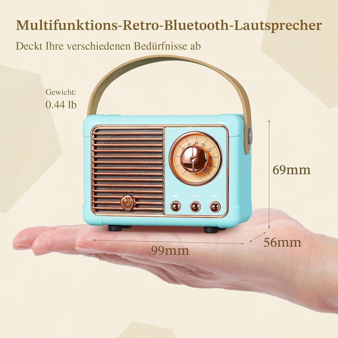 PRUNUS J-999 Mini Bluetooth Lautsprecher Mit Radio FM, Retro Wiederaufladbarer Speaker, Bluetooth 5.