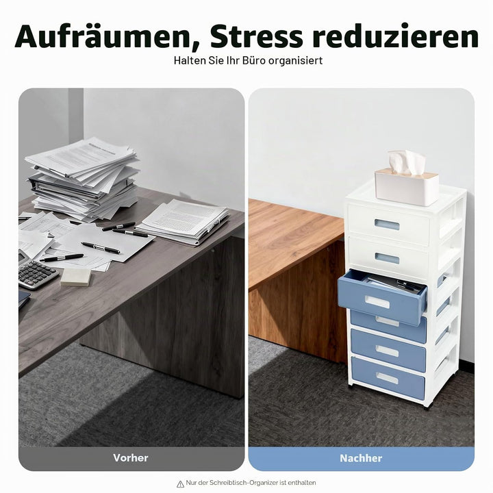MINRS Rollwagen aus Kunststoff mit Schubladen und Rädern – Selbstaufrollende Rollcontainer