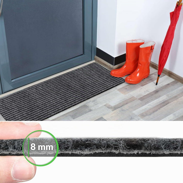 ANRO Schmutzfangmatte Mischa Grau 120 x 40 cm – rutschfeste Fussmatte für innen &amp; aussen | Türmatte