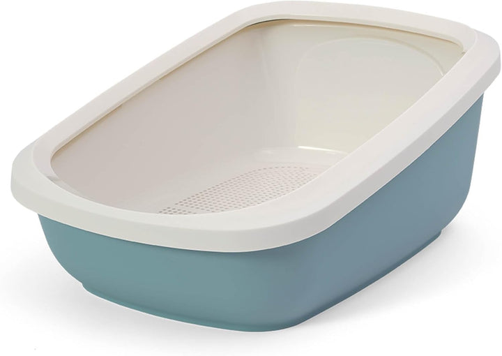 Katzentoilette PeeWee EcoGranda Katzenklo Schale offen Katzen WC inkl. 3kg Streu, Farbe: Taubenblau-