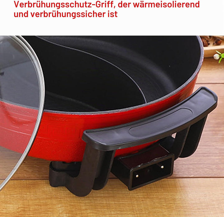 Elektrische Hot Pot, 6L 2 Seiten Wokpfanne Küche Feuertopf Chinesischer Suppentopf Kochgeschirr 1300