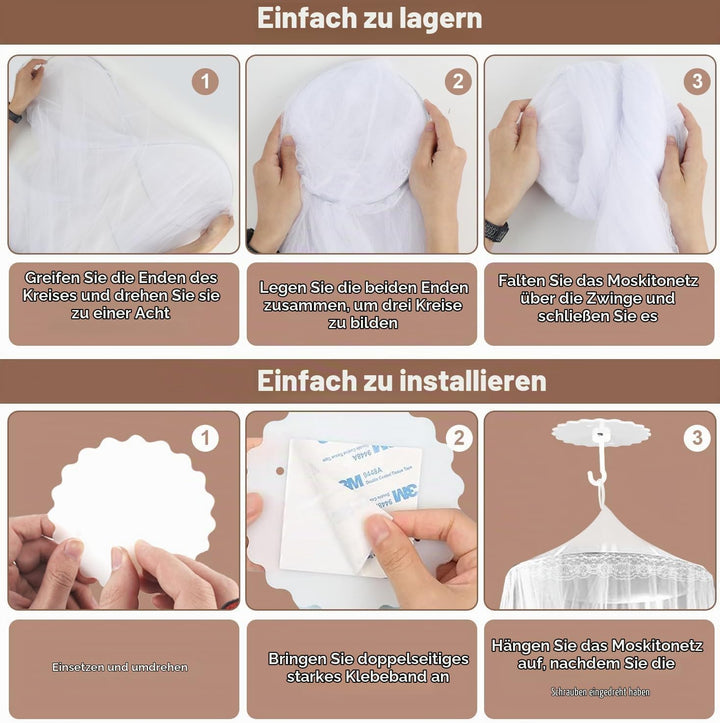 Moskitonetze Bett,Moskitonetz Doppelbett Einzelbett, Mückennetz Bett Netz Faltbar mit Hakenkleber,Be