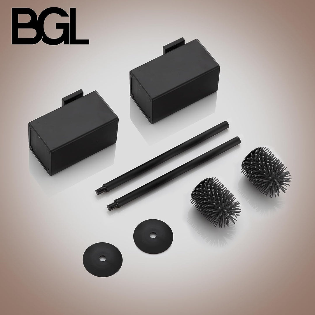 bgl WC-Bürstenhalter zur Wandmontage, 2 Stück Verpackt, Matt Schwarz Toilettenbürste, Metall, Wandmo