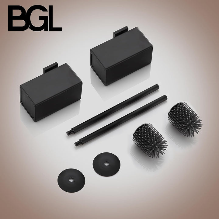bgl WC-Bürstenhalter zur Wandmontage, 2 Stück Verpackt, Matt Schwarz Toilettenbürste, Metall, Wandmo