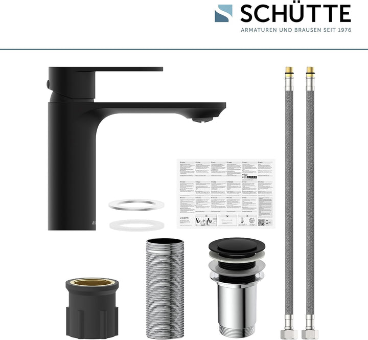 SCHÜTTE Waschtischarmatur MONTANA 32316, Wasserhahn Bad mit Ablaufgarnitur, Armatur Badezimmer, Einh