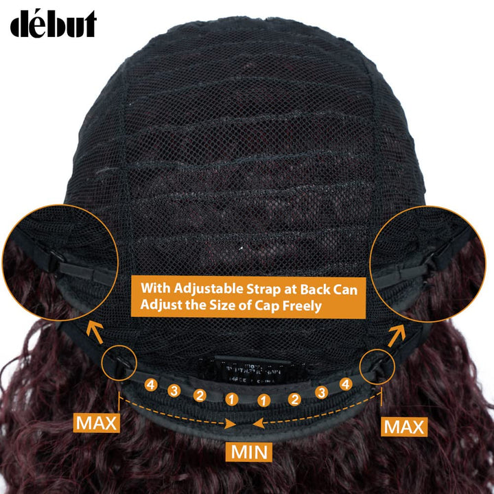 DÉBUT kurze lockige Perücke Ombre Perücke mit Pony Curl Fringe menschenähnliche perücke für Frauen 1