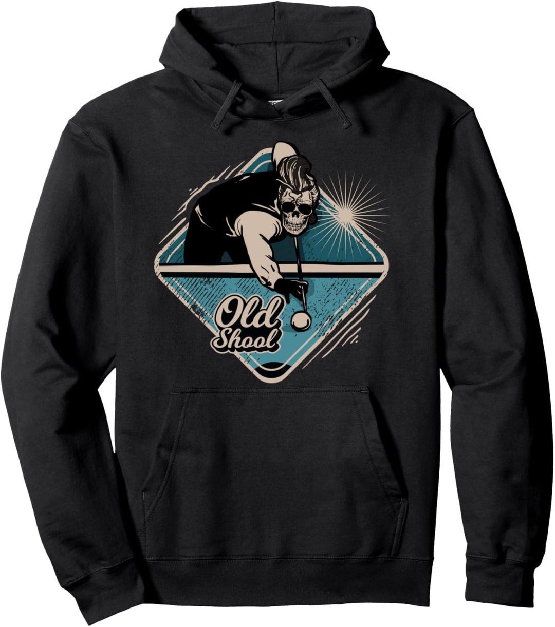 Rockabilly Totenkopf Männer Pool Billard Spieler Old School Pullover Hoodie