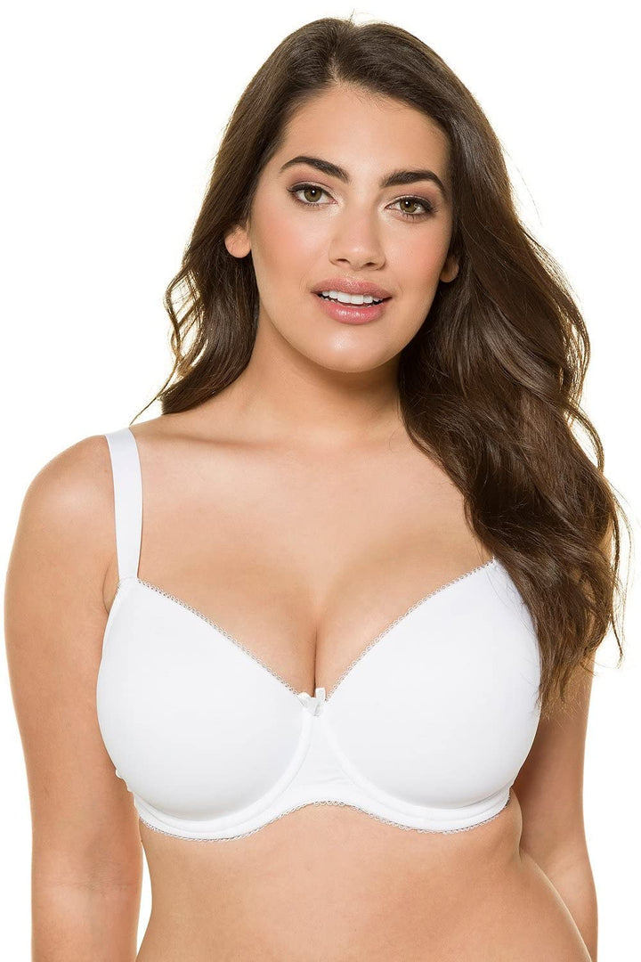 Ulla Popken Damen Basic, Rundhalsausschnitt, Slim, Baumwolle T-Shirt 85E Weiss, 85E Weiß