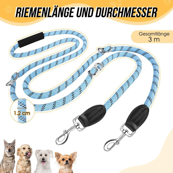 Hundeleine 3m für Kleine mittelgrosse Hunde, 8in1 Schleppleine mit 3 Verstellbare Schnalle und Griff