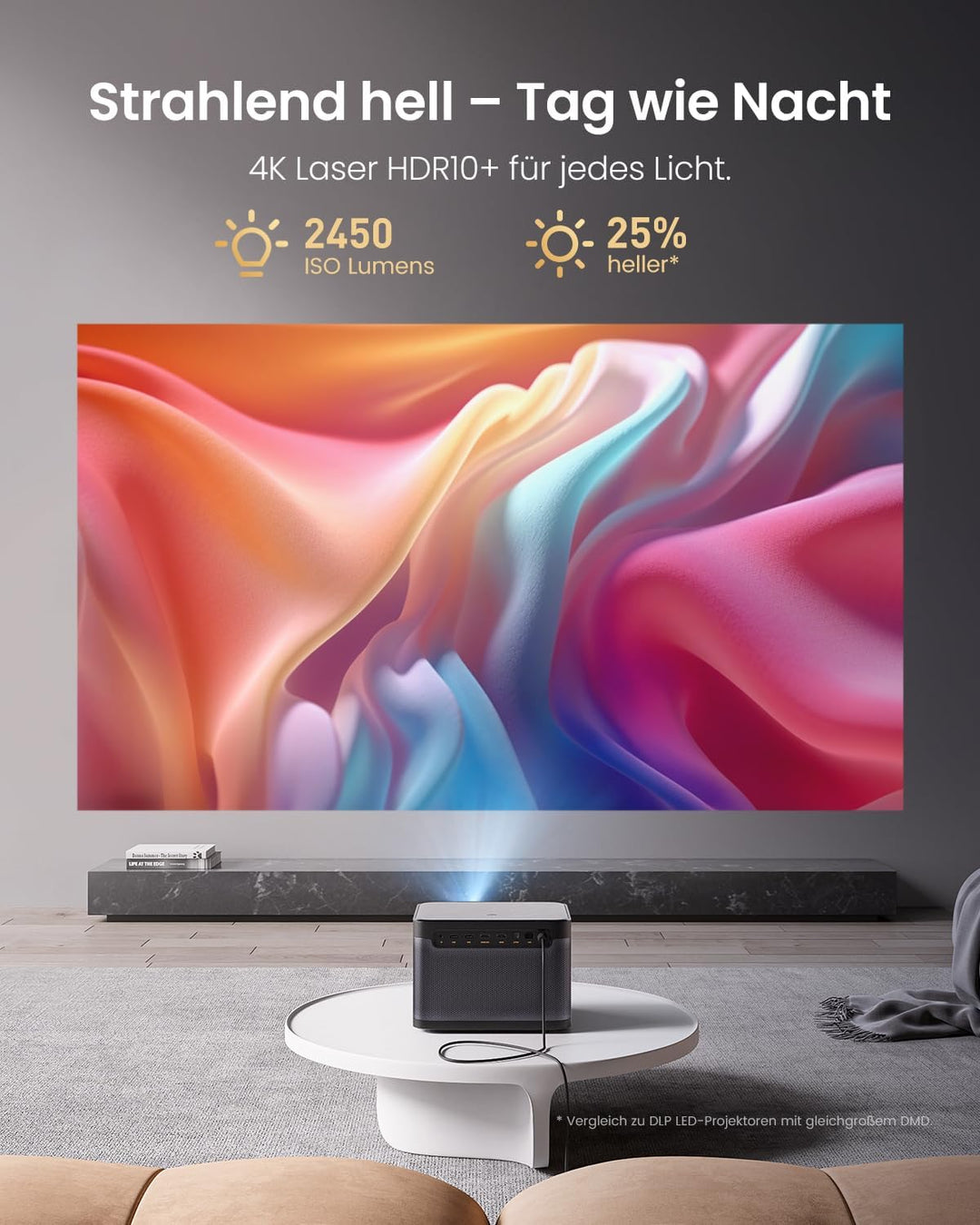 Dangbei DBOX02 4K Beamer, 2450 ISO Lumen, von Netflix offiziell lizenzierter Heimkino Beamer mit WLA