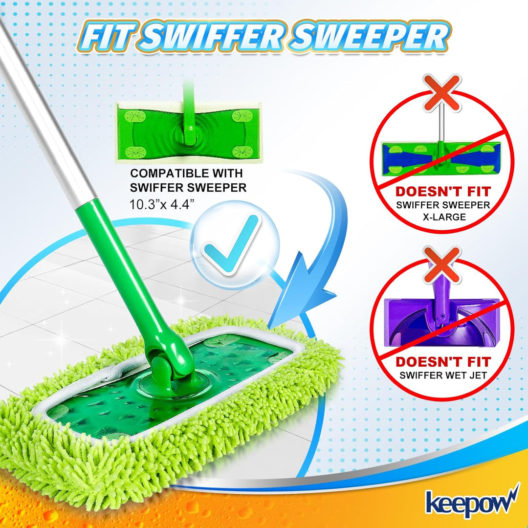 KEEPOW Wiederverwendbare Bodentücher für Swiffer Bodenwischer, Absorbierende Mikrofaser für Swiffer