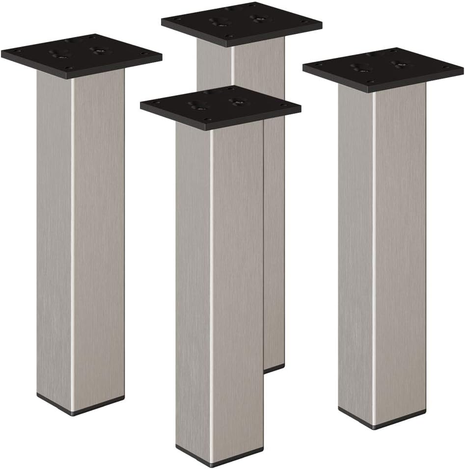 sossai® Exklusiv - Aluminium Möbelfüsse | E4MF-N | 4er Set | Höhe: 400mm | Farbe: Inox 4 Stück, Höhe