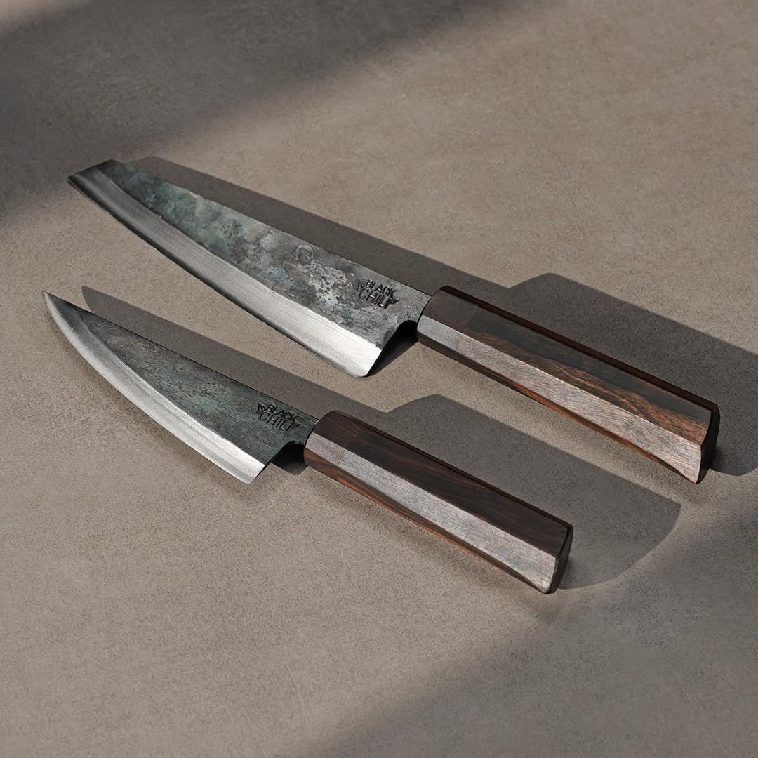 BLACK CHILI MESSER »STARTERSET« Extrem scharf - Handgeschmiedetes Küchenmesser-Set aus vietnamesisch