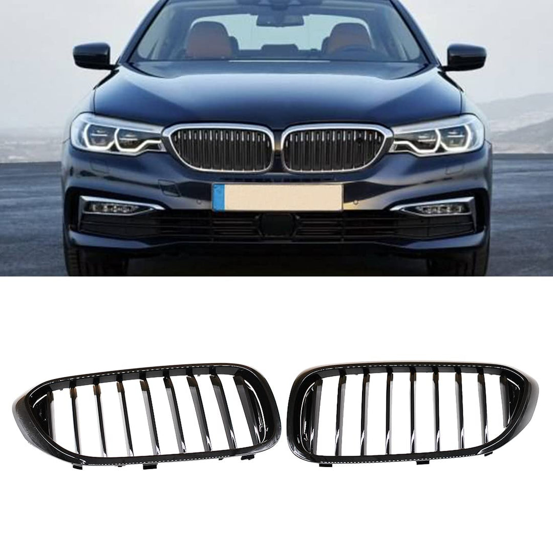 HZTWFC 1 Paar Kühlergrill glänzend schwarz einzelne Lamelle Frontstossstangengrill vorderer Nierengr