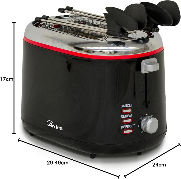 ARDES - AR1T25 Toaster mit Zangen für gefüllten Toast, 3 Garfunktionen und Timer, mit herausziehbare
